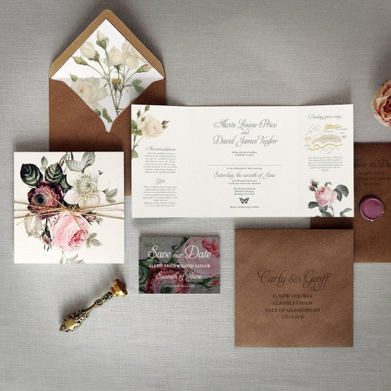 rustic luxury garden wedding invitation