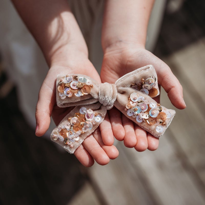 Velvet Sequin Hair Bow