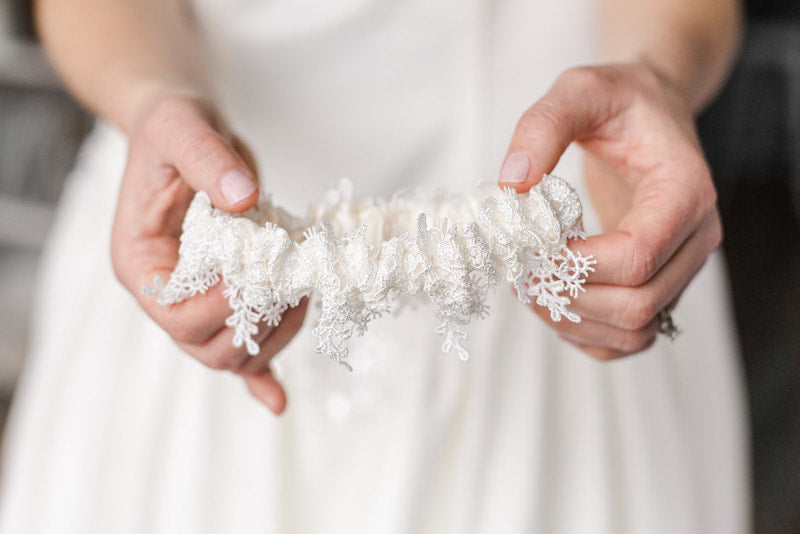 shimmer lace custom wedding garter
