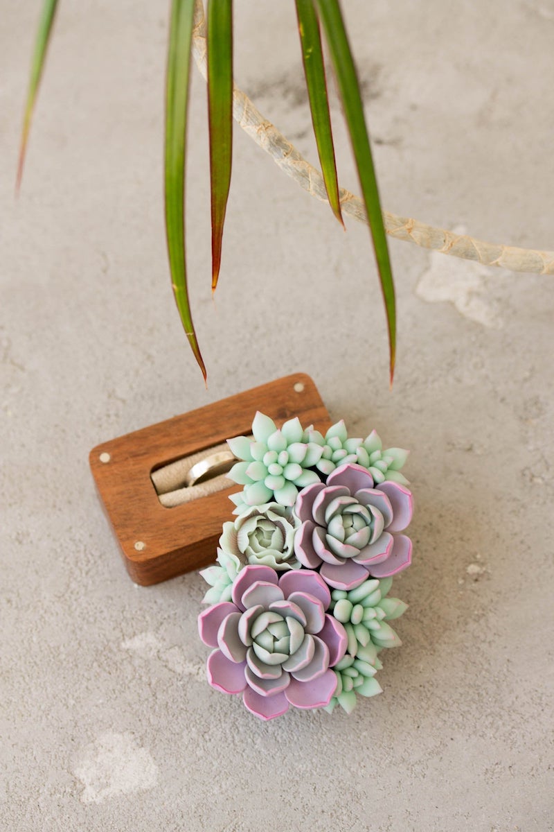 Succulent and Wood Ring Bearer Box
