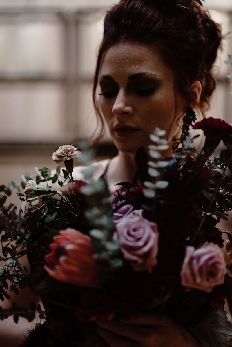 Swan Lake Inspired Moody Florals Bridal Boudoir