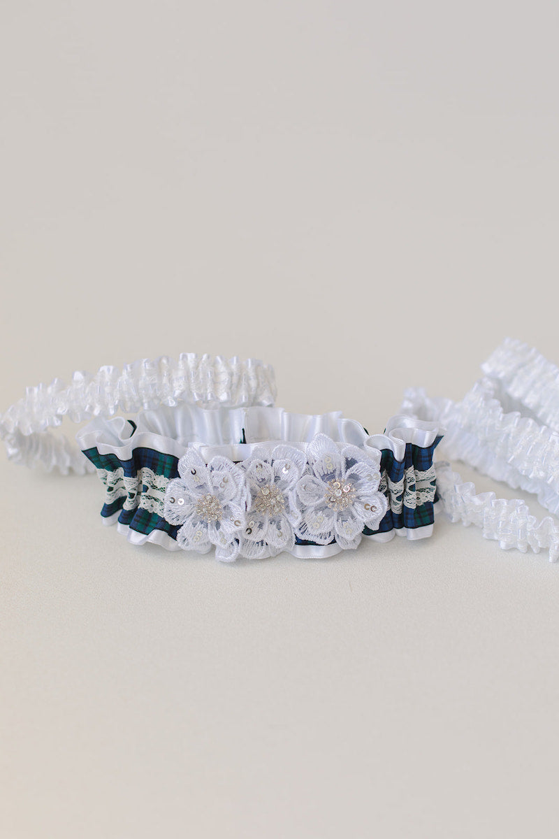 custom tartan plaid wedding garter set