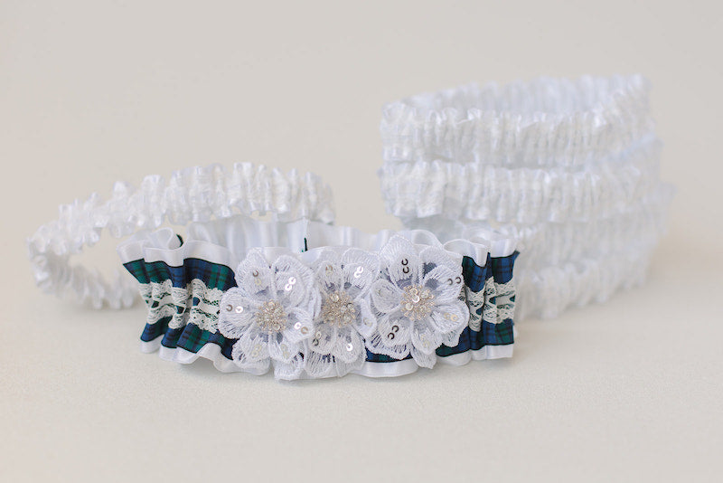 custom tartan plaid wedding garter set for bridesmaids