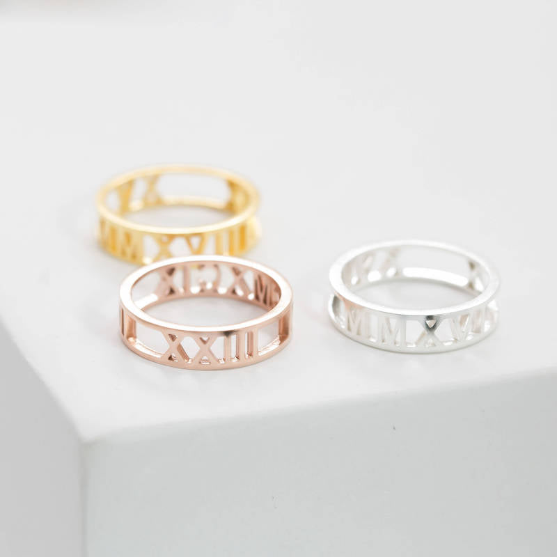 Roman Numerals Unique Engagement Ring