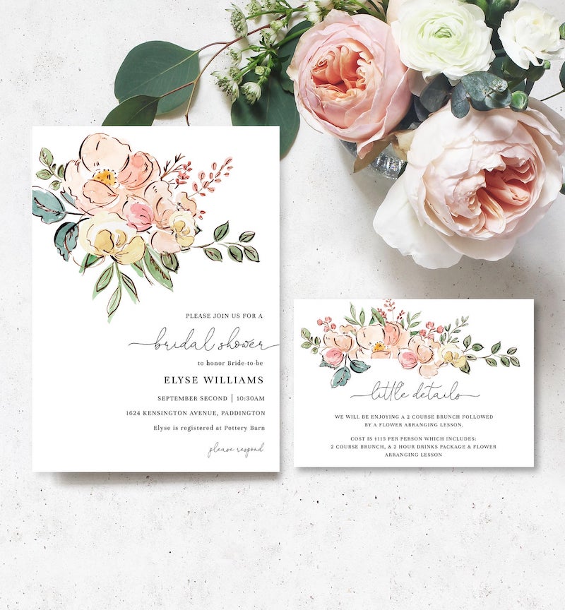 Vintage Floral Bridal Shower Invitations