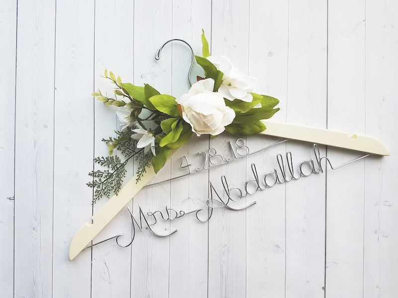 Wedding Dress Hanger with Name and Date