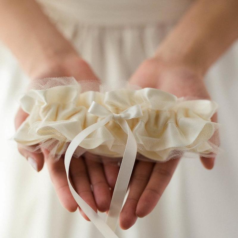 Ivory Velvet Wedding Garter Vows in Velvet