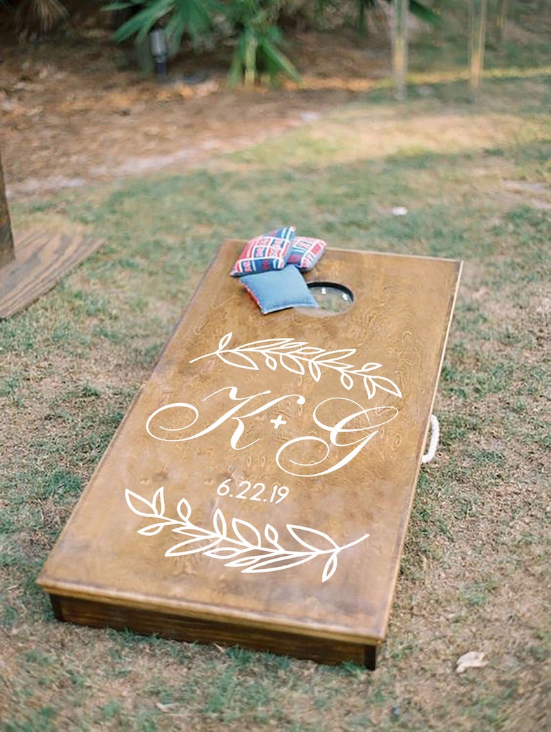 Wedding Monogram Cornhole Board Vinyl Decal