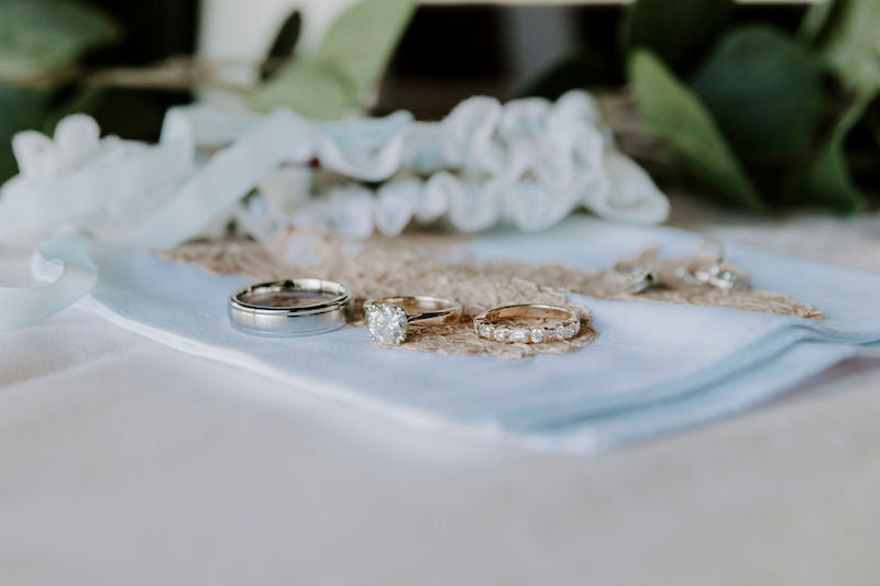 Wedding Rings on Lace Handkerchief
