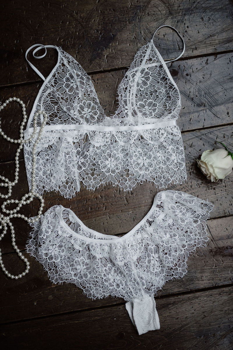 White Lace Bridal Lingerie Boudoir Session