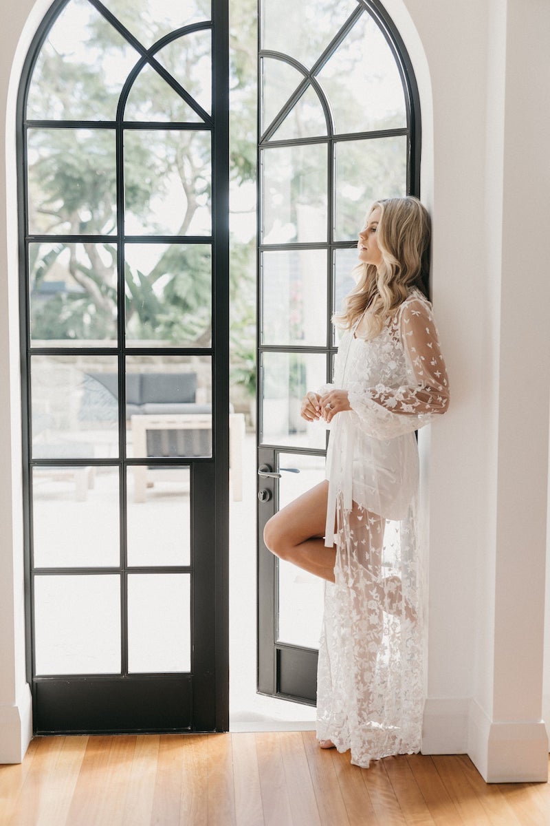 White Lace Robe Maxi Robe