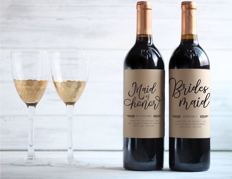 Will You Be My Bridesmaid Wine Bottle Label