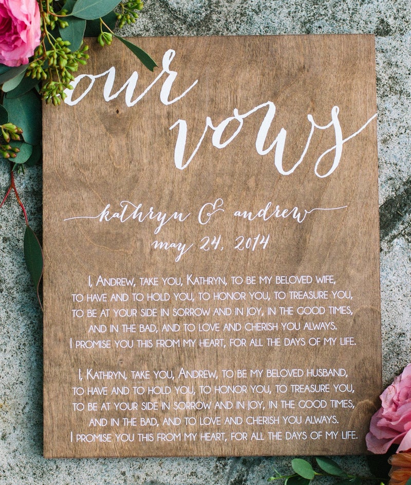 Wood Wedding Vows Sign