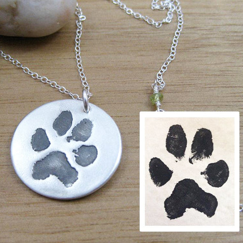 River and Birch Custom Paw Print Necklace with Stamped Print
