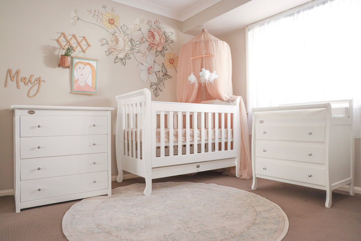 baby cot and changing unit