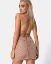Image of Hedi Bodycon Dress in Cross Linked Glitter Net Tan