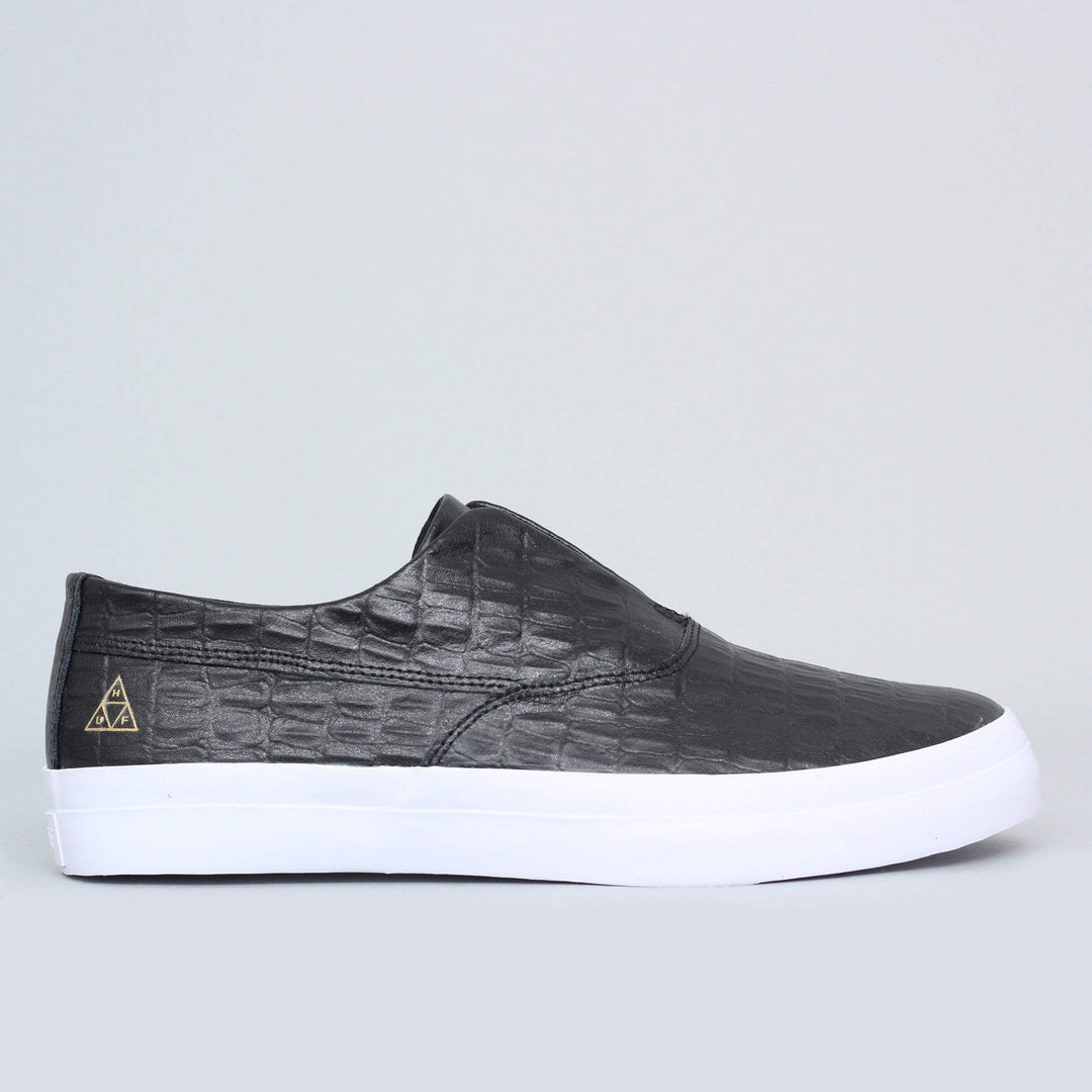 huf dylan slip on black grain leather