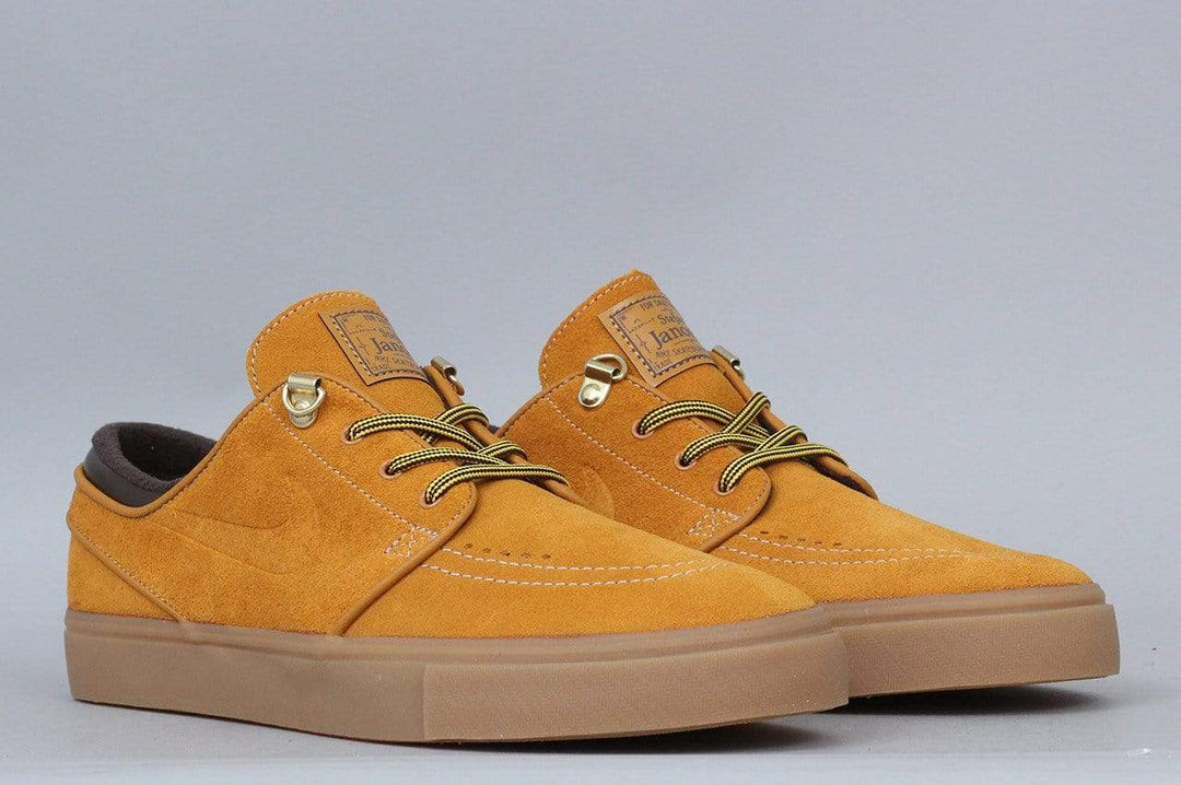 nike sb janoski premium bronze & gum suede skate shoes