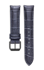 Grey Italian Leather Strap With Alligator Pattern