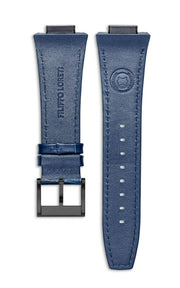 Blue Italian Leather Strap With Alligator Pattern Florence