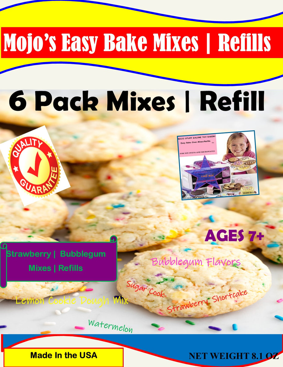 Mojo Stuff Galore Mojo's Children's Easy to Bake Oven Mixes Cakes and Cookies Ultimate Baking Supplies Super Pack Net Wt 7.4 oz Play Toy Oven 3 Pack Refill