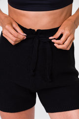 Woman's Black Drawstring Loungewear Shorts