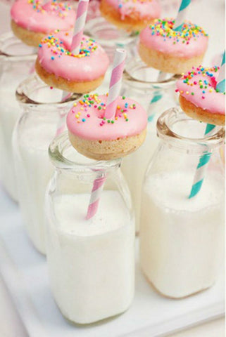 Milk with donuts