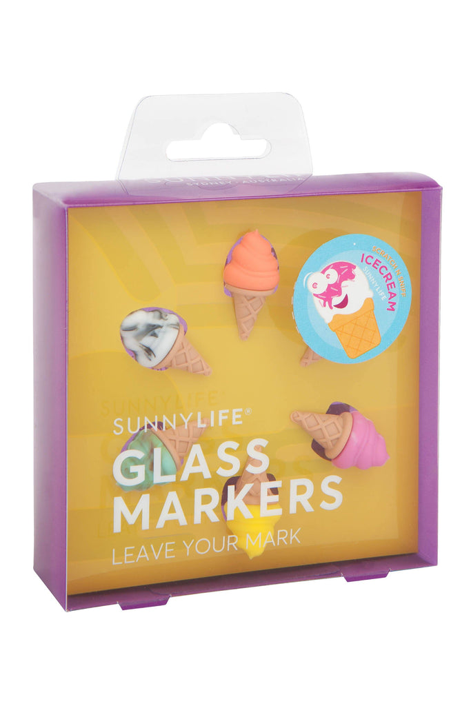 Sunnylife Glass Markers Set of 6 Silicone Drinkware Party Accessories 