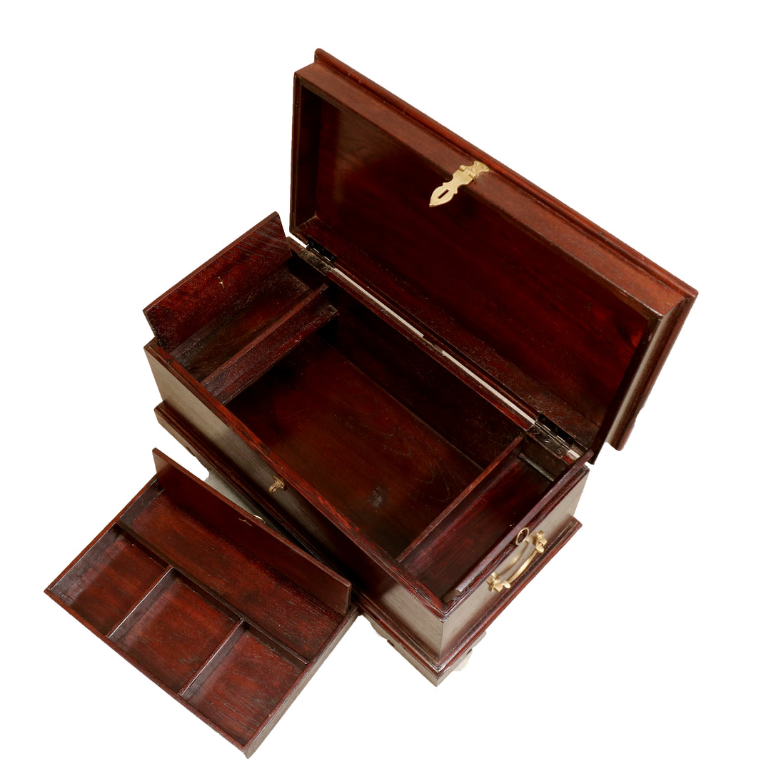古董山斗盒木制盒子