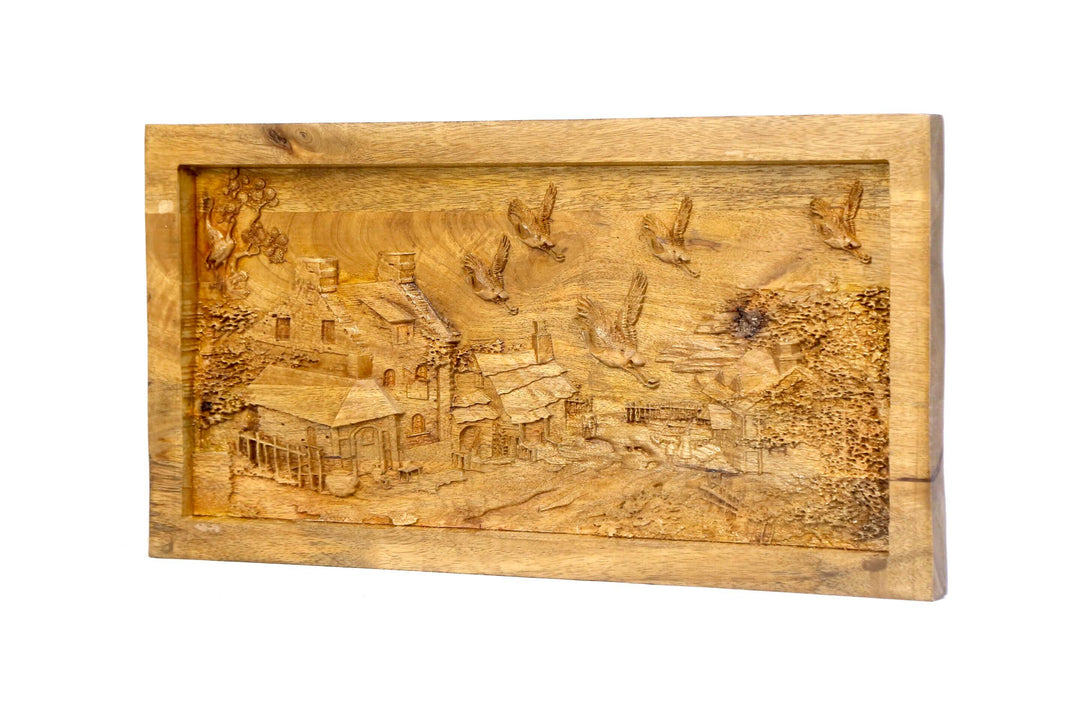 烟囱小屋木制框架艺术品木制绘画