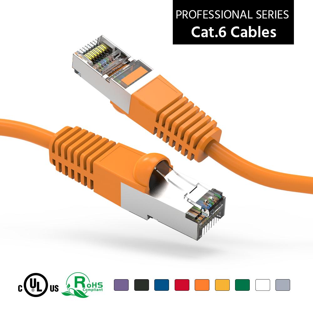 Orange Cat6a Ethernet Home Office Cable Shielded Patch Lead 10gig 100%Copper lot 