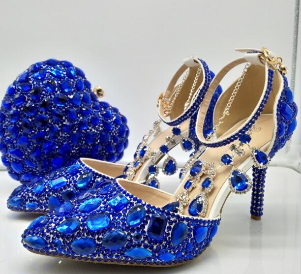 royal blue sandals and bag