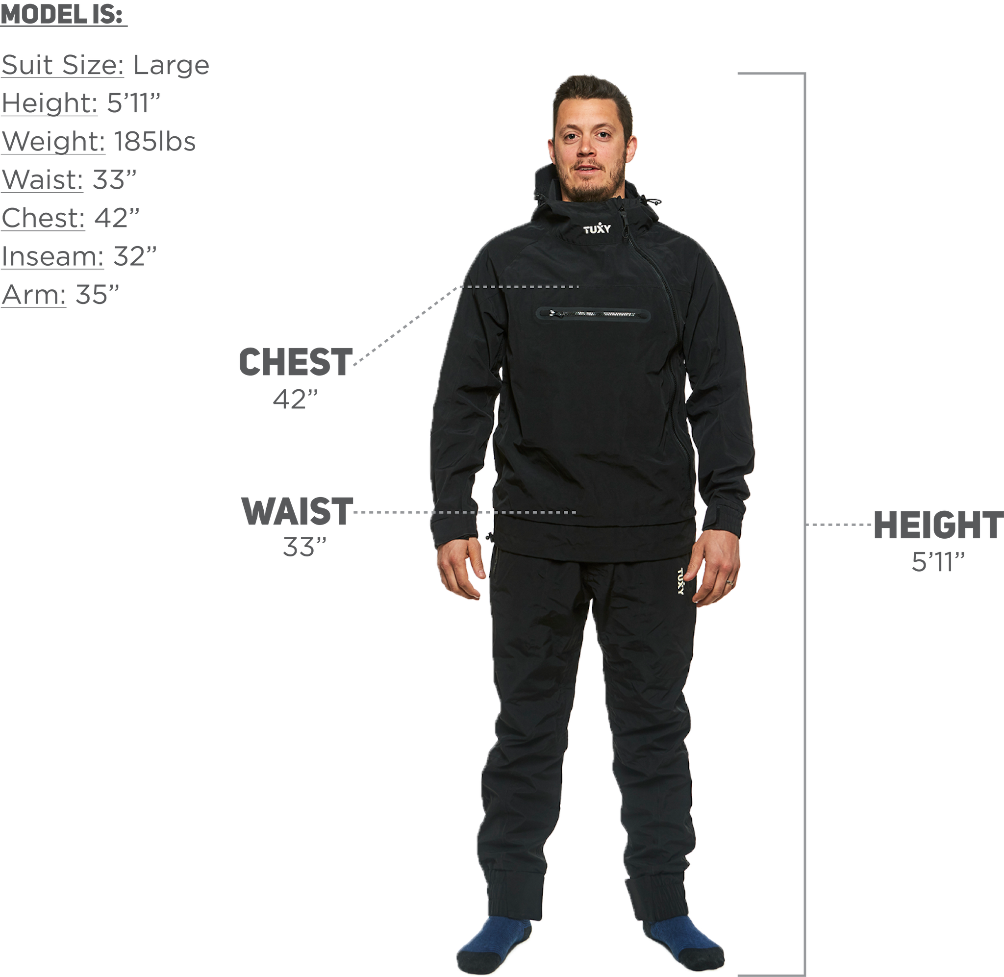 Tuxy storm suit size Large
