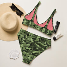 Load image into Gallery viewer, Green Saltwater Camo Recycled high-waisted bikini XS - 3XL