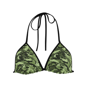 Green Saltwater Camo Women's Triangle String Bikini XS - XXL