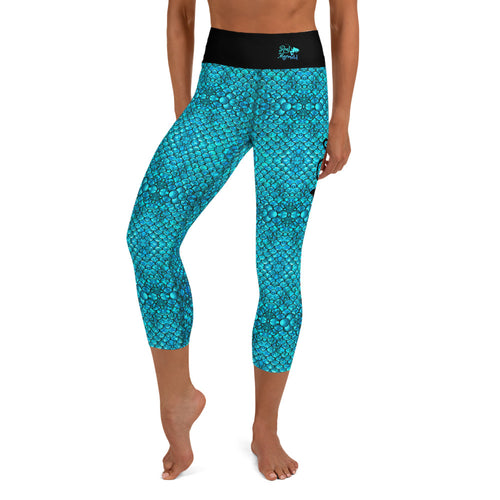 Mermaid Teals Yoga Capri Leggings