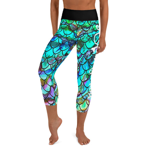 Mermaid Blues Capri jaysgaragellc Leggings