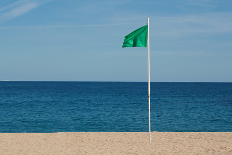 green beach warning flag