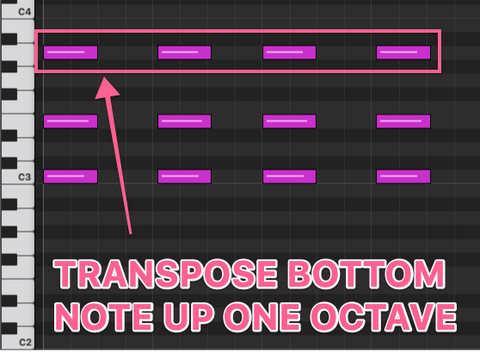 Midi Chord Transpose Bottom Note Up One Octave