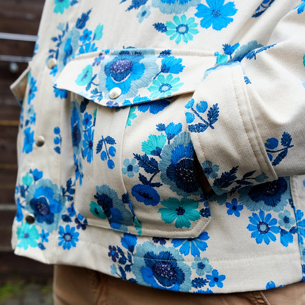 Floral jacket, pocket closeup