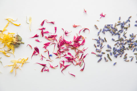 calendula petals, cornflower petals, lavender buds