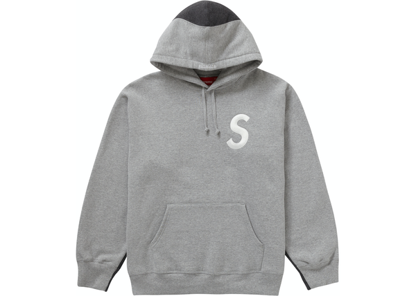 Supreme S Logo Split Hooded Sweatshirt Heather Grey