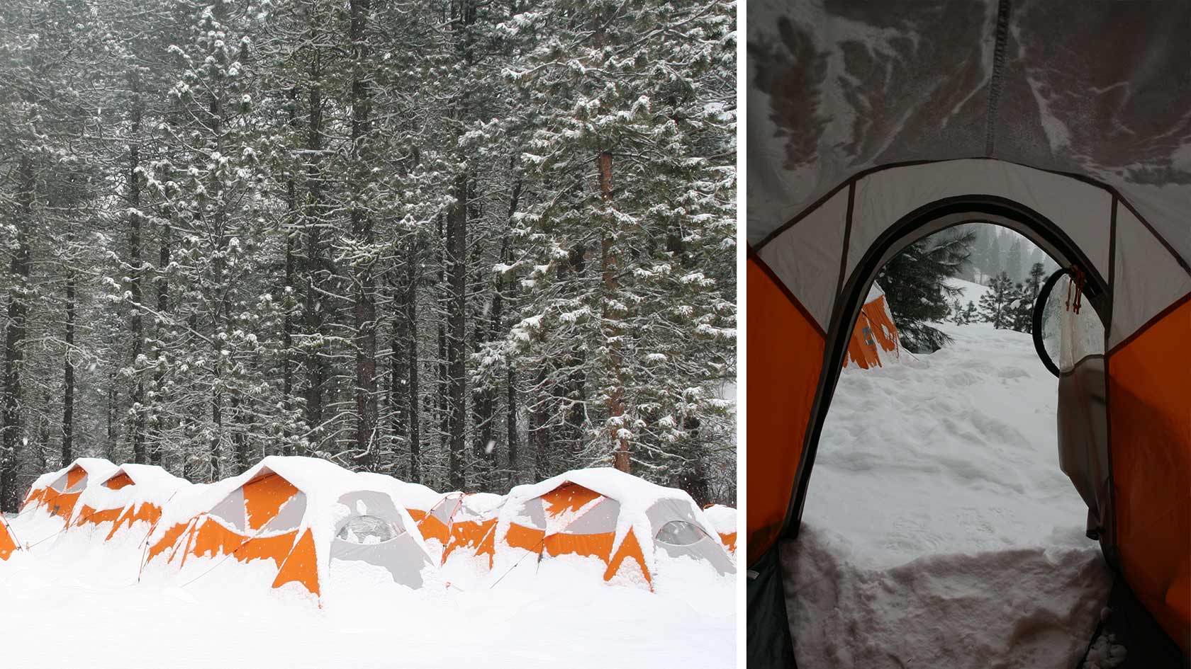 Snow in the North Cascades camp