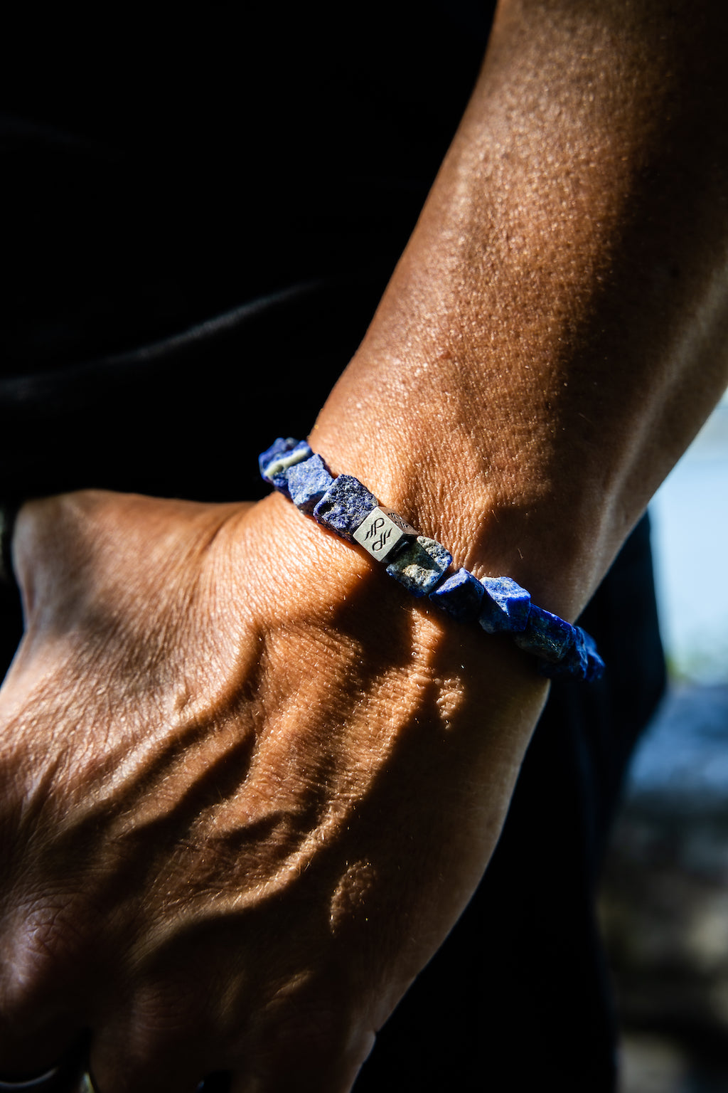 Natural Lapis Lazuli bracelet* sterling silver bracelet* coffin bangle* adjustable bracelet* Lapis Lazuli bangle* double gemstone bracelet*