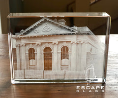 Custom laser engraved glass block
