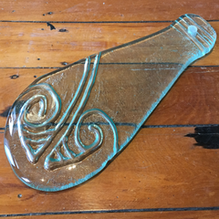 Taiaha Maori etched glass carving custom NZ made in invercargill maori tribal heritage glass
