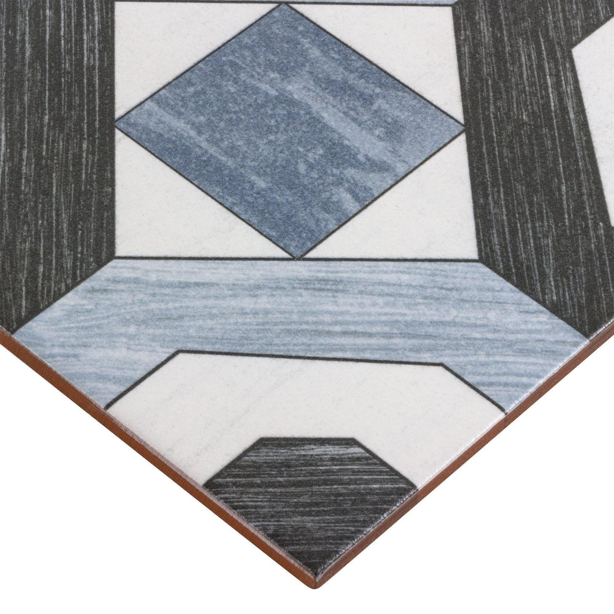 Mto0474 Classic 8x8 Deco Pattern Blue Black White Ceramic Mosaic Tile