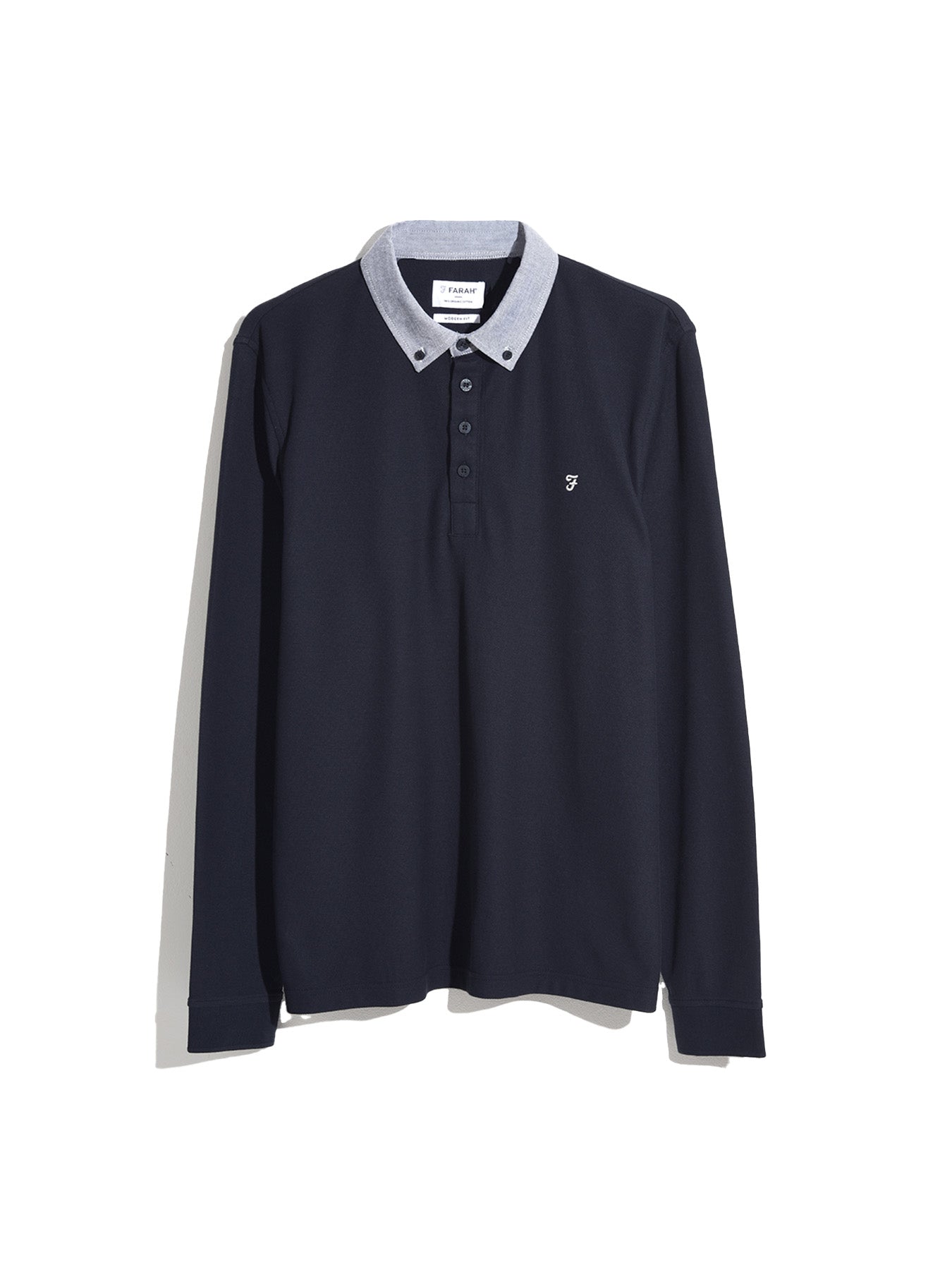 Tottenam Oxford Collar Long Sleeve Shirt In True Navy