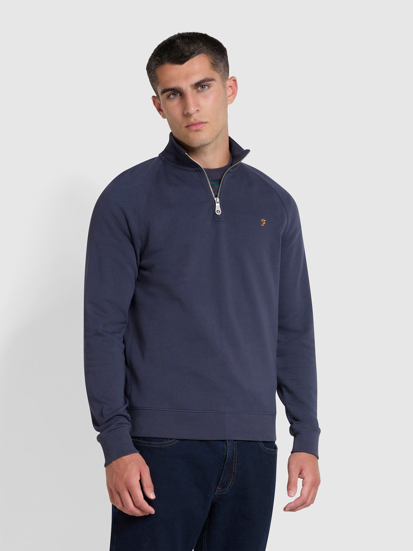 Jim Quarter Zip Sweatshirt In Liquorice Blue