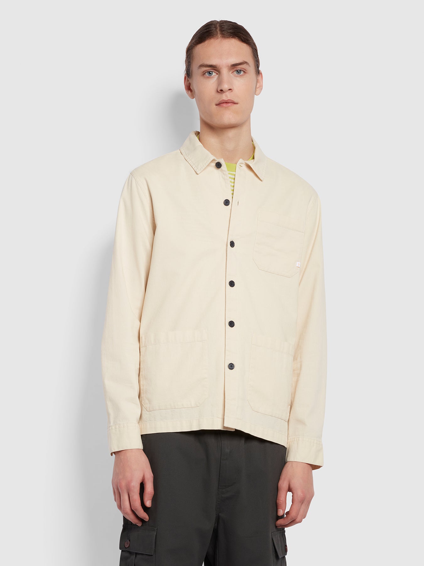 Leckie Relaxed Fit Long Sleeve Overshirt In Cream